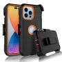Apple iPhone 14, 14 Pro, 14 Plus, 14 Pro Max Case, Heavy Duty Rugged Defender Case with [Belt Clip Holster] [Built in Screen Protecotr], Shockproof Full Body Protection Kickstand Cover, Orange - Image 1