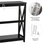 Alden Design 2-Tier X-Design Wood Console Table with Shelf for Entryway Living Room, Gray - Image 6