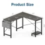 JHK Gaming Corner 50 Inch Office Writing PC Wooden Table with CPU Storage Shelf & Side Bag for Home Office Bedroom Small Space - Black - Image 5