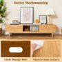 63 Inches Mid Century Modern Bamboo TV Stand with Sliding Doors - Image 6