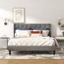 Full/Queen Size Upholstered Platform Bed with Button Tufted Headboard - Image 2