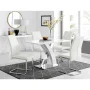 Edzard Chrome & White High Gloss Dining Table Set with 4 Luxury Faux Leather Dining Chairs - Image 4