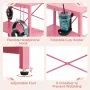 Bestier 55" Pink Gaming Desk with Outlets & LED Light Computer Desk with Monitor Stand, Pink Carbon Fiber - Image 2