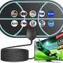 TV Antenna for Smart TV Indoor, Long Range Reception Support 4k 1080P and Easy Installation Indoor TV Antenna for Local Channels 10ft Cables - Image 1