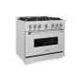 ZLINE - 36 in. Wide 6 Burner 5.2 cu. ft. Classic Dual Fuel Freestanding Satin Steel Stainless Range with Convection Oven - Stainless Steel - Image 2