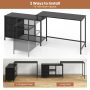 L-shaped Computer Desk with Power Outlet for Working Studying Gaming - Image 5