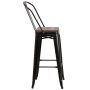 30.5 in. Black-Antique Gold/Walnut Elm Bar Stool, High Back, Bar Height 28-33 in. - Image 4