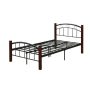 Complete Twin Metal Bed with Headboard, Footboard and Mahogany Wood Posts - Image 3