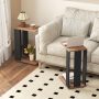 2-Tier C-Shaped Side Table with Universal Wheels and Shelf - Image 2