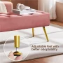 Alden Design Modern Ottoman Velvet Footstool Bench for Bedroom, Pink - Image 5