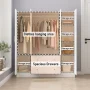 White 4-Door Armoires with Mirror, 2 Hanging Rods, 2-Drawers and Storage Shelves (19.7 in. D x 63 in. W x 70.9 in. H) - Image 6