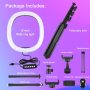 Zacro 12" RGB Selfie Ring Light with Tripod Stand, Dimmable LED Ring Light with Remote & Phone Holder for Live Streaming/Makeup/YouTube/Tiktok, Shooting with 10 Brightness Level & 3 Light Modes - Image 4