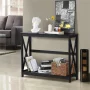 Alden Design 2-Tier X-Design Wood Console Table with Shelf for Entryway Living Room, Gray - Image 2