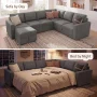 Marrber Sectional Linen Sleeper Sofa Bed with Storage and Pull-Out Couch for Living Room, Beige - Image 4