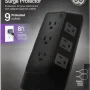 GE Adapt 9-Outlet Surge Protector Power Strip, 8ft Braided Cord, Black - Image 2