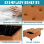 Caramel, Folding Storage Ottoman, Upholstered Leather Ottoman Coffee Table, Large Ottoman with Storage for Living Room - Image 5