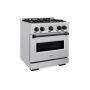 ZLINE - 30 in. Wide 4 Burner 4.2 cu. ft.  Autograph Classic Dual Fuel Freestanding Range with Matte Black Accents - Stainless Steel - Image 2