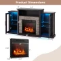 Costway Fireplace TV Stand with Led Lights & 18'' Electric Fireplace For 65" Wall-Mounted TV Dark Brown - Image 4