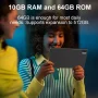 YQSavior CP20 10.1'' 10GB RAM 64GB ROM 1.8GHz Quad-core Processor Android 13 2 in 1 Wifi Tablet, Black - Image 5