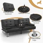 Homall Futon Sofa Bed Faux Leather Couch Modern Convertible Folding Recliner with 2 Cup Holders - Image 3