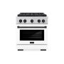 ZLINE - 30 in. Wide 4 Burner Autograph 4.2 cu. ft. Freestanding Paramount Dual Fuel DuoPro Range with Matte Black Accents - White Matte - Image 1