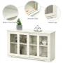 Topbuy Wooden Buffet Cupboard Kitchen Storage Sideboard Glass Sliding Door Cream White - Image 4