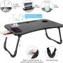 Laptop Bed Table with USB, VLikeze Foldable Lap Desk for Bed, Portable Breakfast Tray Table Reading Holder for Sofa Floor Writing Eating Working (Black) - Image 6