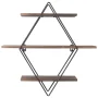 3 Tier Industrial Geometry Wood Floating Shelf Heavy Duty Hanging Wall Mounted Unit - Image 5