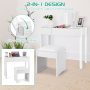 Vanity Makeup Dressing Table Set with Flip Top Mirror and Cushioned Stool - Image 2