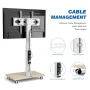 RTVR Modern Rolling TV Stand for 32 to 70 inch Screens, White Floor Portable TV Stand with Wooden Base - Image 4