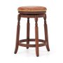 24/29 Inch Swivel Bar Stool Set of 2 with Upholstered Seat and Rubber Wood Frame - Image 3