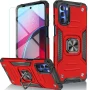 Circlemalls Case for Motorola G 5G 2022, Tempered Glass Screen Protector, Ring Stand Shockproof Cover-Blue - Image 6