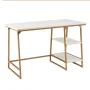 Leick Home Reversible Stepped Tier Shelf Rectangular Desk in White Herringbone/Satin Gold Finish - Image 6