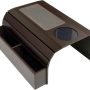 Sofa Tray Table with EVA Base and Couch Cup Holder. Remote Control and Cellphone Organizer Holder, Arm Rest Organizer, Arm Rest Table with Pockets. Fits Over Square Chair arms. (Dark Brown) - Image 1