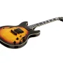 Monoprice Indio Boardwalk Flamed Maple Hollow Body Electric Guitar - Sunburst, With Gig Bag - Image 1