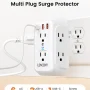 LENCENT Multi Plug Outlet Extender Surge Protector with USB ,6 Outlets Wall Adapter with PD 20W Type-C & 2 USB Ports,Electrical Outlet Wall Tap Charger,Power Strip with Surge Protection - Image 2