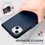 SHIELDON Case for iPhone 13 Mini 5G, Genuine Leather iPhone 13 Mini Wallet Magnetic Cover Kickstand RFID Blocking Credit Card Holder Shockproof Case Compatible with iPhone 13 Mini (5.4") - Navy Blue - Image 6