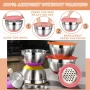 Mixing Bowls with Airtight Lids, AOKIWO 32Pcs Stainless Steel Nesting Non-Slip Bottoms Mixing Serving Bowls Set wtih 3 Grater & Tools Gadgets, 7/4/2.5/2/1.5/1QT Metal Salad Bowls for Serving Preppi - Image 3