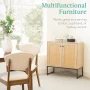Best Choice Products 2-Door Rattan Storage Cabinet, Accent Furniture, Cupboard w/ Non-Scratch Foot Pads - Natural - Image 6