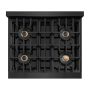 ZLINE - 30 in. Wide 4 Burner Autograph Black Steel Classic Gas Cooktop DuoPro and Bronze Accents (PCRTBZ-30-CB) - Black Stainless Steel - Image 2