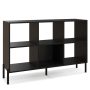 Black 6-Cube Storage Bookcase 3-Tier Wooden Open Bookshelf with 5 Metal Legs - Image 3