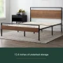 Rest Haven Ashland Metal and Wood Platform Bed, Queen, Brown - Image 3
