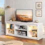 Bestier LED TV Stand for TVs up to 70", Entertainment Center with Storage Shelves, White Marble - Image 1