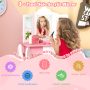 Kid's Wooden Vanity Table and Stool Set with 3-Panel Acrylic Mirror - Image 6
