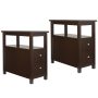 Set of 2 Narrow End Table w/2 Drawers Open Shelf Sofa Side Table for Living Room - Image 6