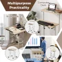 Costway Height Adjustable Mobile Standing Desk with Tiltable Desktop & 2 Hanging Hooks - Image 6