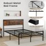 Platform Full/Queen Bed with Rustic Headboard and Footboard, Full Size - Image 6