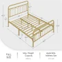 Alden Design Metal Platform Full Bed with Vintage Headboard, Adult, Antique Gold - Image 2