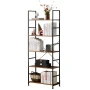 JHK 5 Tier Bookcase Bookshelf Modern Book Case For Books Corner Storage Organizer for Bedroom Home Office Kitchen Living Room - Chocolate - Image 6