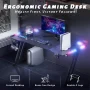 HLDIRECT 55 inch Gaming Desk with LED, Ergonomic PC Table with Cup Holder&Headphone Hook for Adults, Black - Image 2